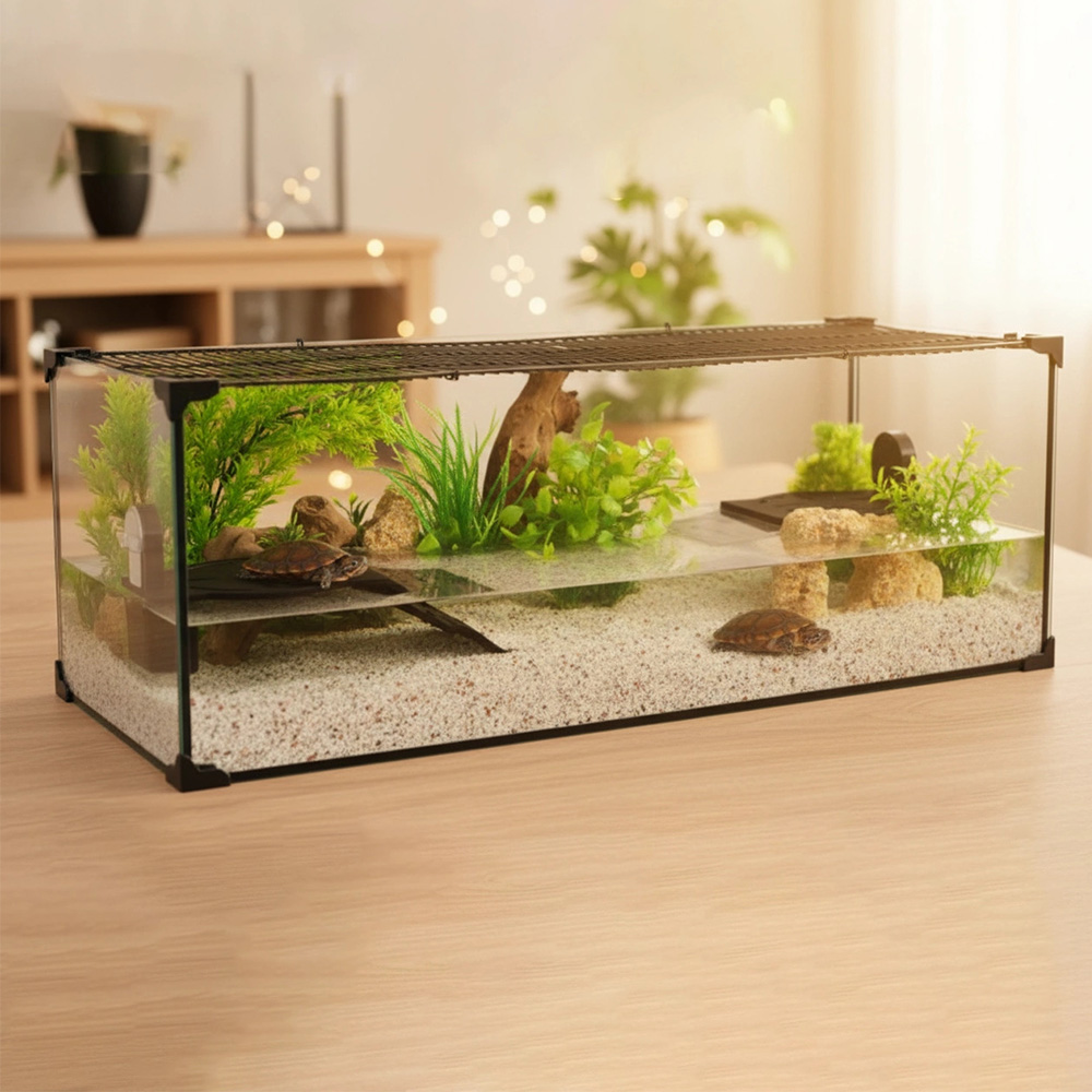 Zolux Karapas Aqua Pro 80 - akwaterrarium dla żółwia wodnego 80x35x25cm, czarne.jpg